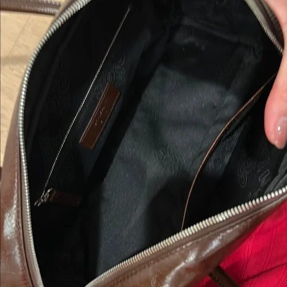 Marge Sherwood Brown Mocha Leather Boston Handbag - Picture 6 of 7